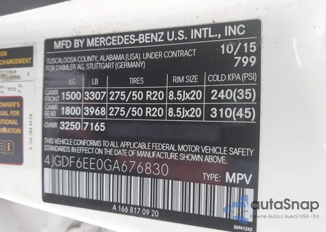 2016 Mercedes-Benz Gl 450 4Matic z USA, uszkodzony, nr VIN 4JGDF6EE0GA676830